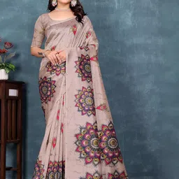 KANOODA Ethnic Motifs Printed Mysore Silk Saree-image-60