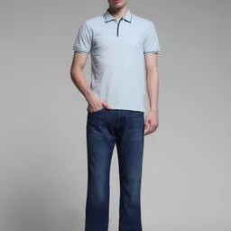 Jack & Jones Men Solid Polo Collar Cotton Slim Fit T-shirt image 5