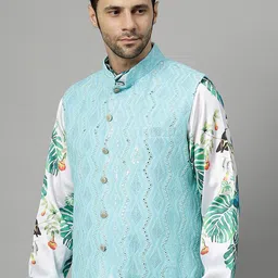 Utsav Fashion Embroidered Georgette Nehru Jacket image 3