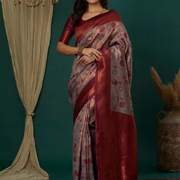 Mitera Woven Design Ethnic Motifs Zari Banarasi Saree-picture-25