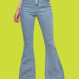 VBEAUTI Women Bootilicious High-Rise Light Fade Cotton Stretchable Flared Jeans-image-43