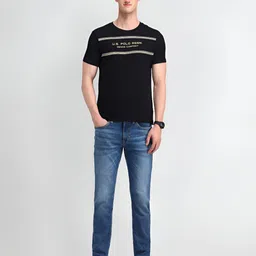 U.S. Polo Assn. Denim Co. Men Solid Round Neck Cotton Slim Fit T-Shirt image 3
