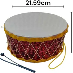 satgurutoys Cardboard Musical Dhafli / Drum with 2 Sticks & Hanging Strap Toy Instrument image 4