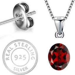 Femme Jam 925 Sterling Silver Natural Garnet Gemstone Designer Pendant for Women & Girls Garnet White Gold Pendant image 5