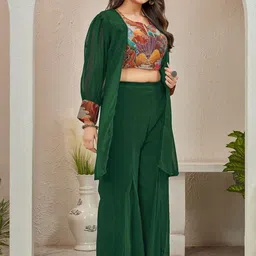 BAMSOM WEAR Women Ethnic Motifs Printed Layered Top with Palazzos image 3