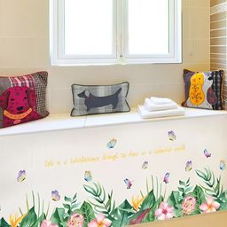 INDIAN ROYALS Pink & Green Floral Printed Self-Adhesive & Durable Wall Sticker-picture-10