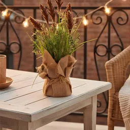 AARVI DECOR STUDIO Brown & Green Faux Pampas Grass Artificial Flower With Pot-image-64