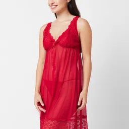 NOIRA Net V-Neck Self Design Baby Doll image 3