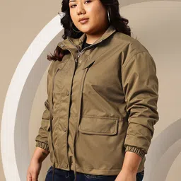Sztori Plus Size Mock Collar Tailored Jacket with Toggled Hem image 2