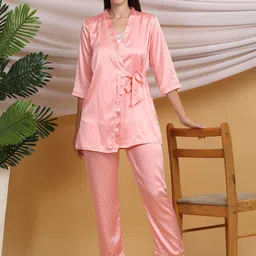 Sweet Dreams Women V-Neck Polka Dots Printed Night suit-picture-31