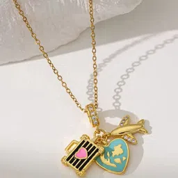 Estailo fashion Women Gold-Plated Contemporary Pendants with Chains image 3