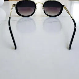 SPADEACES Unisex UV Protected Lens Round Sunglasses 8007 Gold Blk- image 3