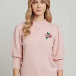 DressBerry Women Floral Printed High Neck Three-Quarter Sleeves Pullover-picture-34