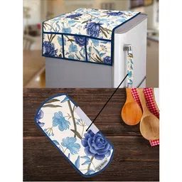 E-Retailer 2-Pcs Blue & Cream Printed Refrigerator Covers-image-43