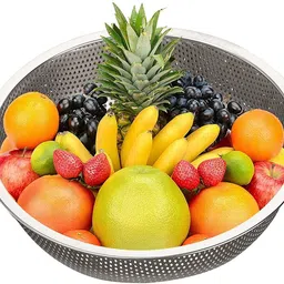 skyzone Colander Strainer Drainer with Handle for Rice Washing Bowl Basket Stainless Steel Fruit & Vegetable Basket-picture-12