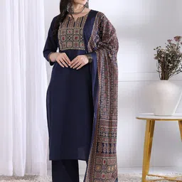 GULMEHAK Women Printed Cotton Kurta With Palazzos & With Dupatta-picture-20