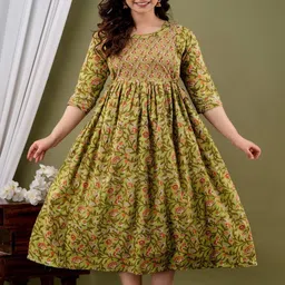 Style Heaven Floral Printed Gotta Patti Pure Cotton Maternity Angrakha Kurti image 1