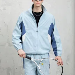 HERE&NOW Men Mock Collar Colourblocked Sporty Jacket image 3