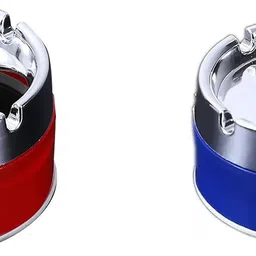 Ashtray 2pc Plastic Windproof Rotating Lid Cigarette Cigar for Home Multicolor Stainless Steel, Plastic Ashtray-image-0