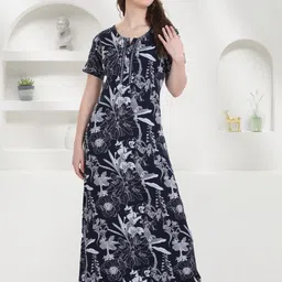 QUIRA Women Floral Printed Maxi Nightdress-image-22