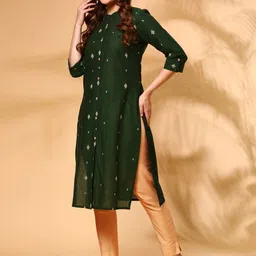 Anouk Women Ethnic Motifs Embroidered Dobby Kurta image 4