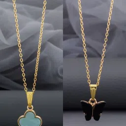 Birado Jewellery Set Of 2 Stainless Steel Gold-Plated Animal Shaped Pendent With Chain image 1