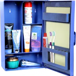 zahab Bathroom storage cabinet with mirror bathroom shelves bathroom organizer Plastic Wall Shelf image 2