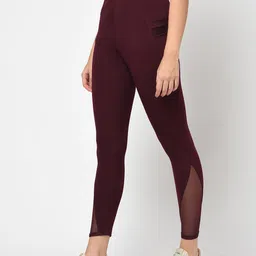 sharktribe Solid Women Maroon Tights-picture-21