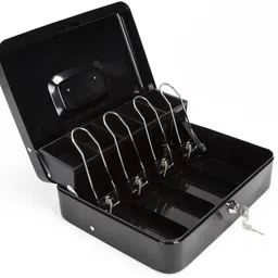 keetoz Large Locking Cash Box with Key Lock and Money Tray, Money Box with Cash Tray Cash Box image 5