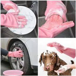 bakshish Magic Silicone Dish Washing Gloves Wet and Dry Disposable Glove image 4