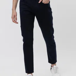 highlander Men Tapered Blue Cotton Blend Trousers image 1