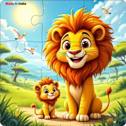 fiddlys Wooden Jigsaw Puzzle Games for Kids -9 Pieces Age 3+ (Pack of 4 Wild Animal) image 2