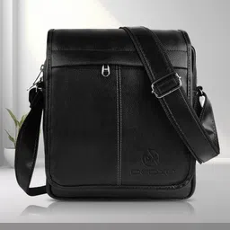 bellira Black Men Sling Bag PU Synthetic Leather Men's Sling Bag Cross Body Travel Office Business messenger-picture-19