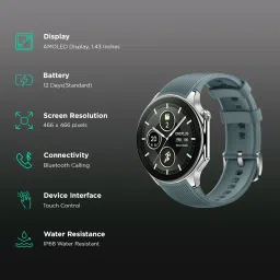 OnePlus Watch 2 WiFi + Bluetooth Google Wear OS4 Smartwatch (36.3mm AMOLED Display, GPS, Radiant Steel Strap) image 2