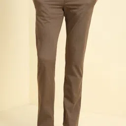 allen solly Men Slim Fit Brown Cotton Blend Trousers-picture-17