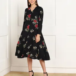 tokyo talkies Women A-line Black Midi/Calf Length Dress-picture-24