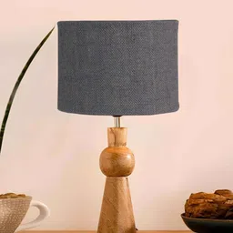 new era Grey Jute table lamp with Wood Natural base (7X18.25 inches) image 2