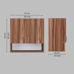 specialitypanels 2 Doors Modular Wall Mounted Kitchen Cabinet with Organizer Shelf in Aisan Walnut Finish image 3