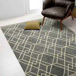 Grey Geometric Wool 8 ft x 10 ft Hand Tufted Carpet by Saraswati Global-picture-39