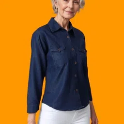 houseofcommon Women Regular Fit Solid Button Down Collar Casual Shirt image 4