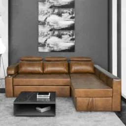 casacraft from pepperfry Tivoli LHS Pull-Out Sofa Cum Bed in Textured Tan Colour with Storage-picture-10