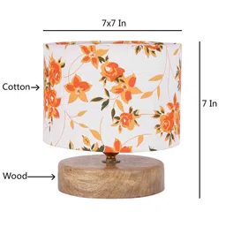 new era Classic Wooden Night Lamp with Cotton Shade (Natural & Multicolor) image 3