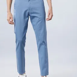 highlander Men Slim Fit Blue Cotton Blend Trousers image 1