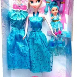 s yuvraj Beautiful Frozen Fashion Doll for Baby/Girl Frozen Classic Fairy 2 Doll Set Big and Small with Dresses & Hair Accessories (Multicolor) image 2