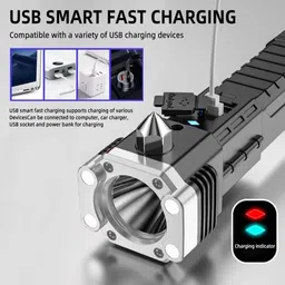 luxurium decor Rechargeable LED Hammer Torch with Multi-Mode Flashlight & Emergency Torch image 4