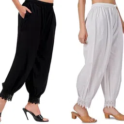 Cotton Blend Solid Women ["Black","White"] Salwar-image-13