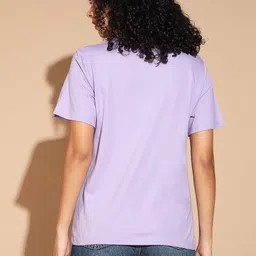 the dry state Women Graphic Print Round Neck Pure Cotton Purple T-Shirt image 3
