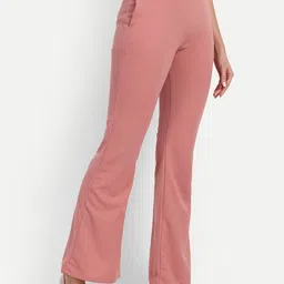 next one Women Flared Pink Polyester Trousers image 2