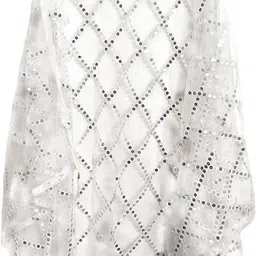abhikart Net Embroidered White Women Dupatta image 5