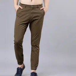 highlander Men Slim Fit Green Cotton Blend Trousers-picture-25
